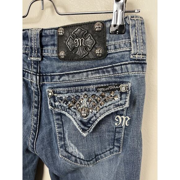 Miss Me Sz 27 Embellished Boot Cut Blue Denim Jeans - Picture 3 of 8